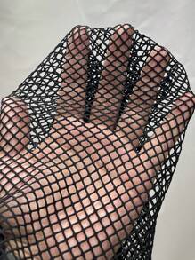 Islaluna 女士性感黑色吊带上衣，配亮片网眼拼接镂空袖子 - 彩色 - 查看 8