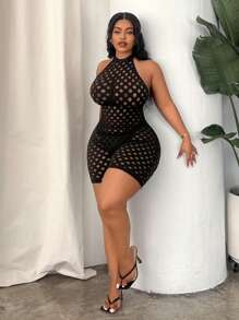 Maweii Solid Color Stand Collar Sleeveless Backless Jumpsuit With Hollow Out Design - Black - View 5