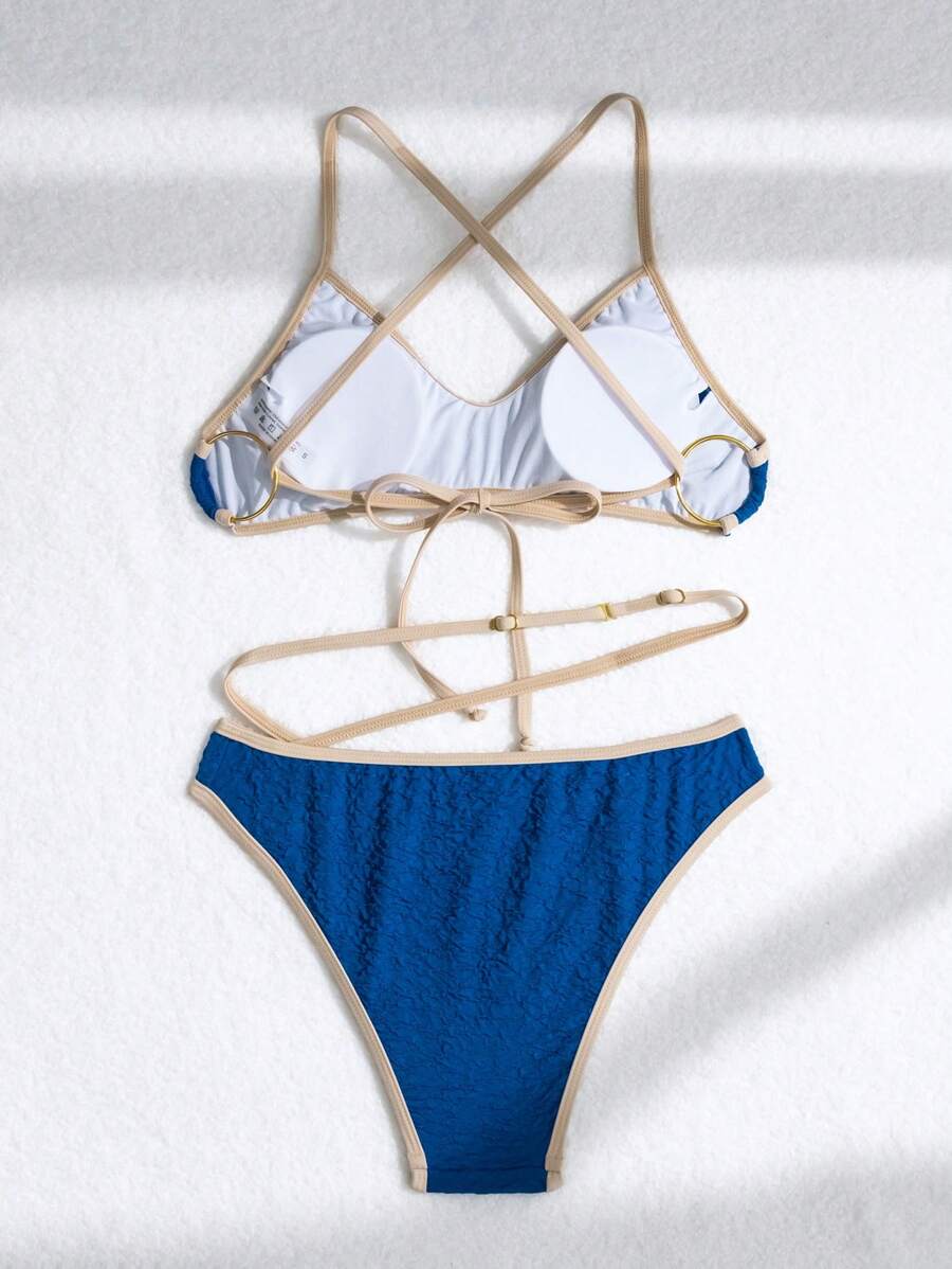 SHEIN X SAMADHI SHEIN Swim Damski zestaw bikini typu halter z blokami