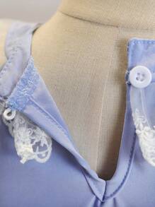 SHEIN Young Girls' Summer New Embroidered Mesh Halter Top And Skirt Simple Set