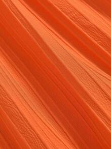 SHEIN Vestido De Tirantes De Espaguetis De Tela Naranja Con Textura Para Chicas Preadolescentes - Naranja Quemada - Ver 6