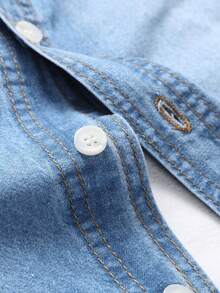 Manfinity Homme Men's Flap Pocket Denim Shirt - Light Wash - View 7