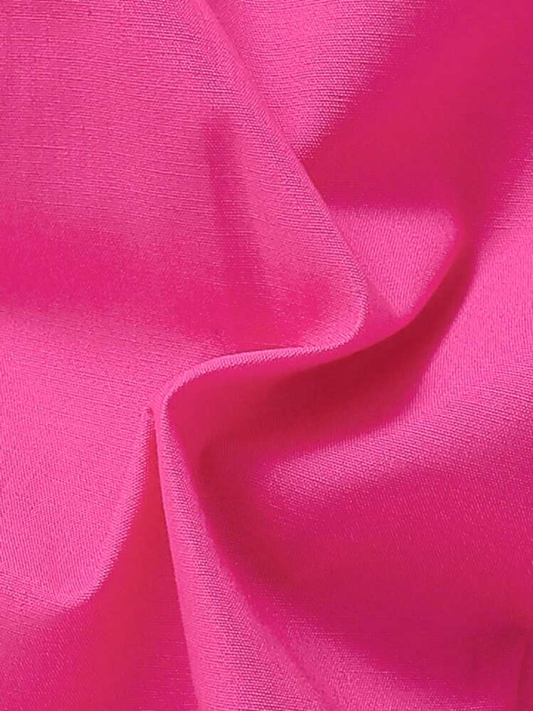 SHEIN Falda pantalón dividida de color sólido para niña preadolescente con cintura elástica y adorno de lazo, para el verano - Rosa - Añade 4
