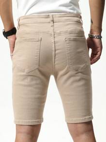 Chillumni Men's Solid Color Casual Denim Shorts Jorts Plain Khaki Vacation Vintage Going Out Urban Hang Out Street Workout