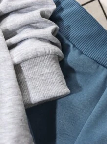 SHEIN Young Boy Colorblock Sweatshirt And Joggers Set - Multicolor - View 6