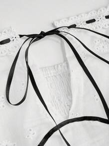 SHEIN Unity Talla Extra Top De Tirantes De Gasa Con Nudo Delantero - Blanco - Ver 5