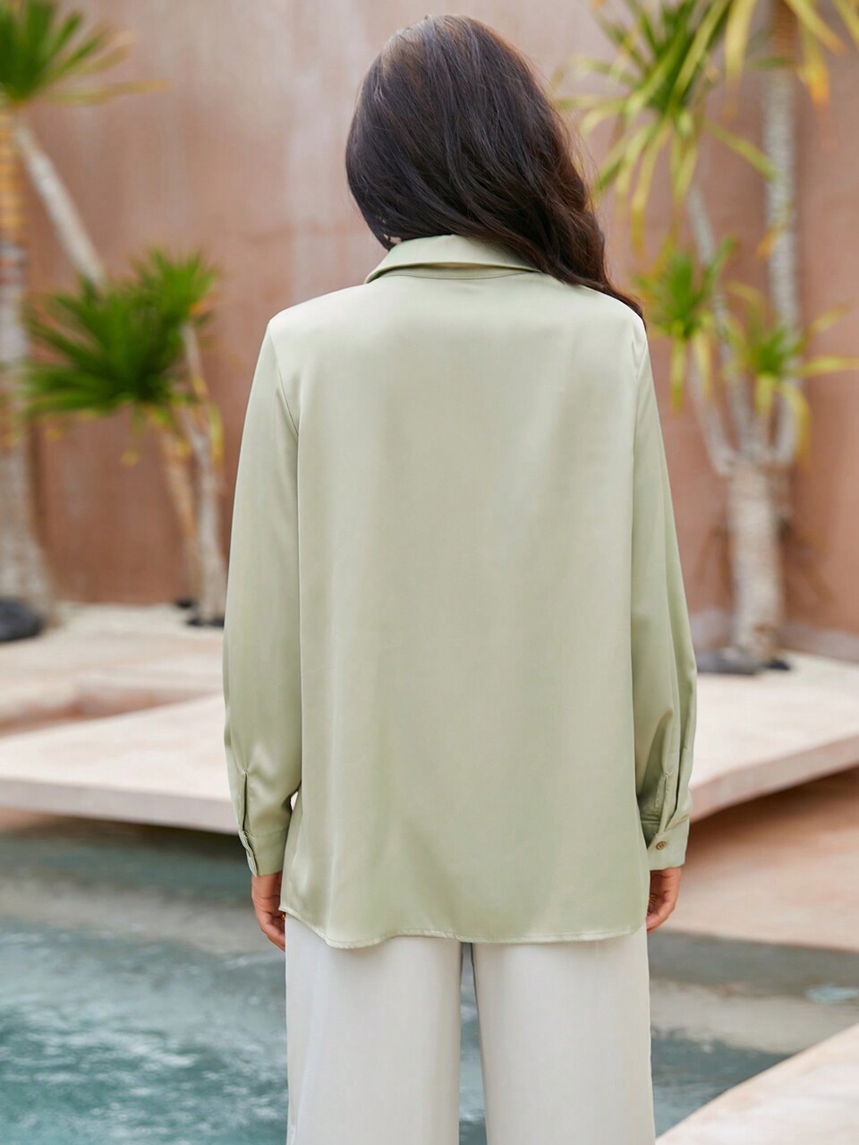Leisure Solid Color Loose Fit Vacation Shirt, Summer Women Shirts