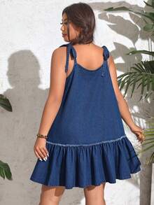 Breezaya Robe Sans Manches En Jean Grande Taille Avec Col Rond - Bleu azur - Voir 2
