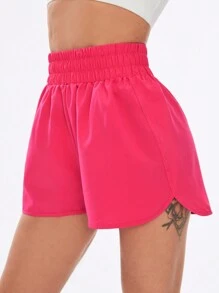 SHEIN Sport Studio Pantalón corto deportivo de cintura elástica de color liso, pantalón corto fluido, pantalón corto de mujer para gimnasio, pantalón corto de ciclista, pantalón corto cómodo