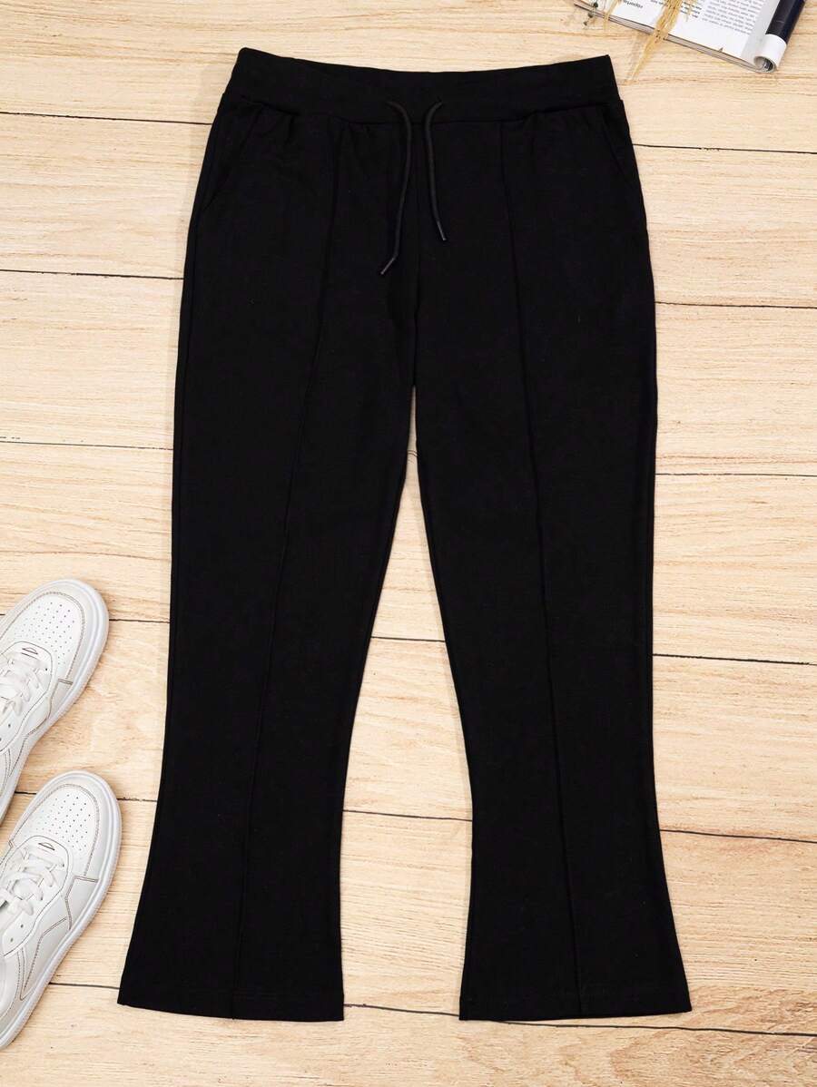 RueChic Men's Drawstring Waist Flared Pants - Black - View 1