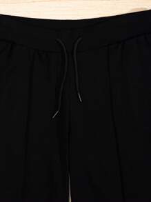 RueChic Men's Drawstring Waist Flared Pants - Black - View 3
