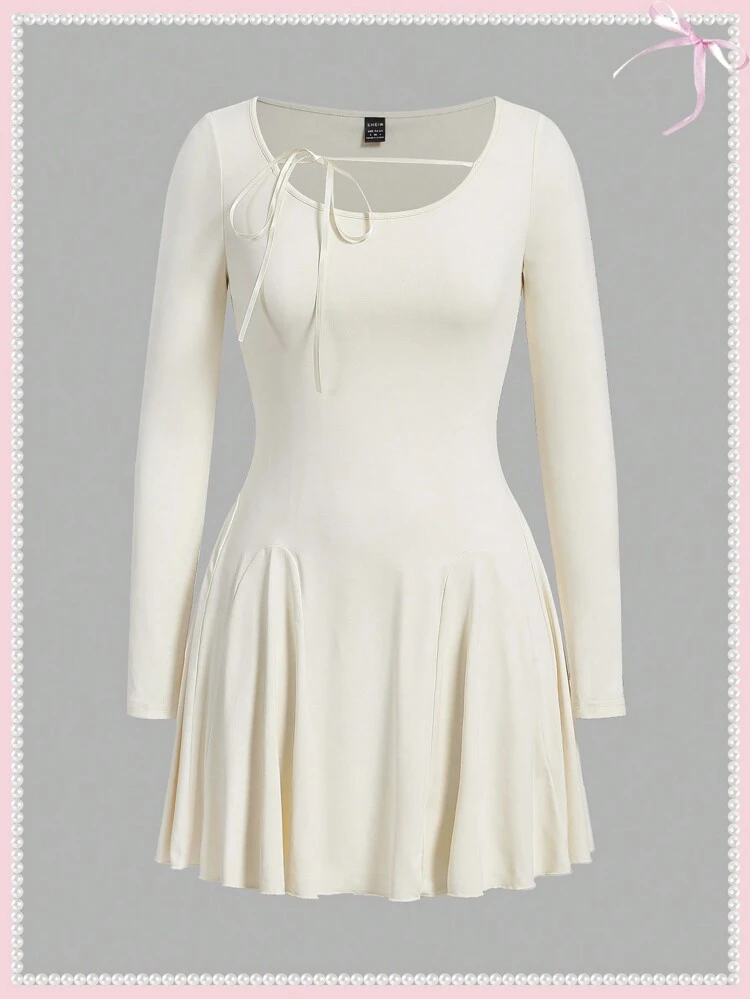 Balletcore Spring Summer Lace-Up Ribbon Bow Dress