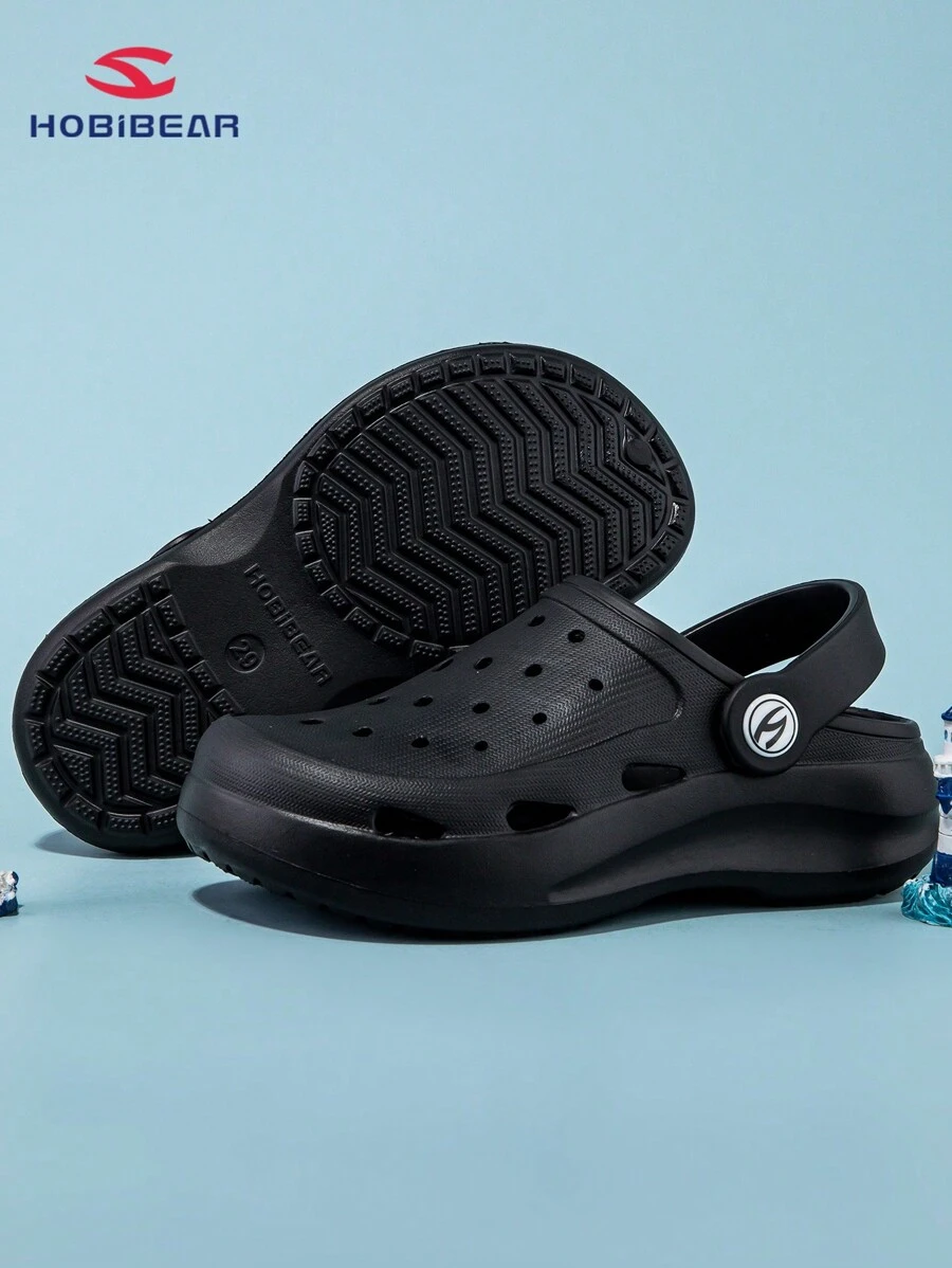 Hobibear Kids Cute Soft Comfortable Hollow Wooden Clogs, Suitable For Summer, Unisex Design