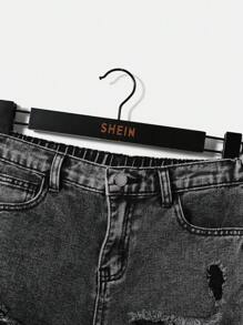 SHEIN Tween Boy Fashionable Distressed Washed Jeans For Casual Wear - Grey - View 3