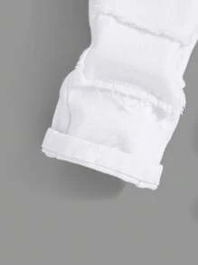 年轻男孩破洞水洗休闲白色牛仔裤，适合年轻男孩的服装 - 白色 - 查看 4