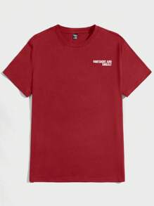 Manfinity VCAY T-shirt Décontracté En Tricot Pour Hommes Avec Champignons Et Lettres Imprimés