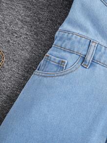 SHEIN Tween Girls' Denim Overall Dress - Light Wash - View 5