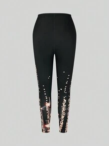 Calvaya Plus Size Iridescent Print Off-The-Shoulder Top And Skinny Pants - Multicolor - View 10