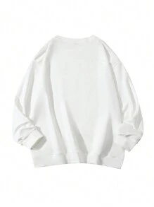 女士秋冬标语图案长袖圆领运动衫，休闲宽松百搭假日风格上衣，时尚秋季女装，适合日常穿着