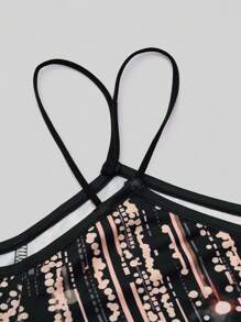 Calvaya Plus Size Iridescent Print Off-The-Shoulder Top And Skinny Pants - Multicolor - View 4