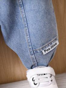 Baby Boy 2pcs/Set Autumn Cool Two Tone Denim Jacket And Pants Outfits - Orange - View 4