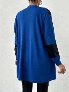 RueChic 女士亮片裝飾顏色穿插夾克 - 藏蓝色 - 查看 2