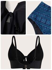 SHEIN Swim Curve Plus Size Màu trơn Top in hình Quần Bikini Set Bãi biển mùa hè - Nhiều màu - Xem 6