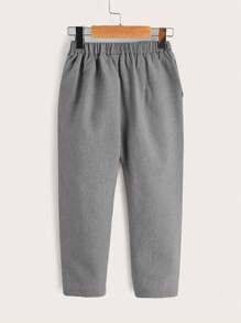 SHEIN Young Boy Zip-Front Loose Fit Pants With Elastic Waistband