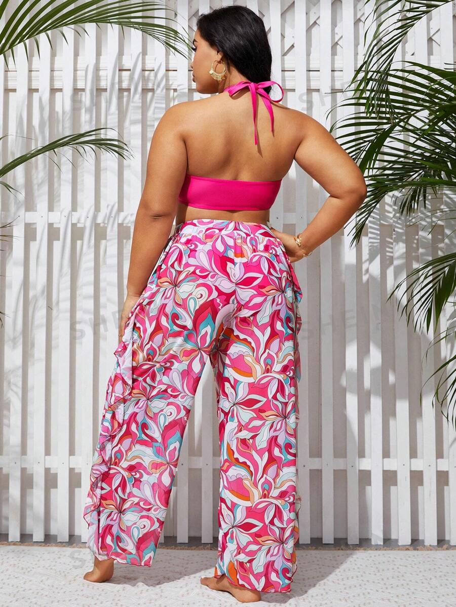 SHEIN Swim Curve Women's Plus Size Printed Swimwear Set, Bikini Set ...