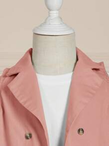 SHEIN مجموعة قميص بدون أكمام وشورت للأطفال الرُضَّع بتصميم كتل الألوان - وردي - مشاهدة 3