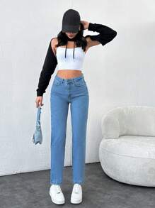 EURMUSE Của phụ nữ Tăng giữa Quần legging thẳng Với Túi xéo - Rửa nhẹ - Xem 5