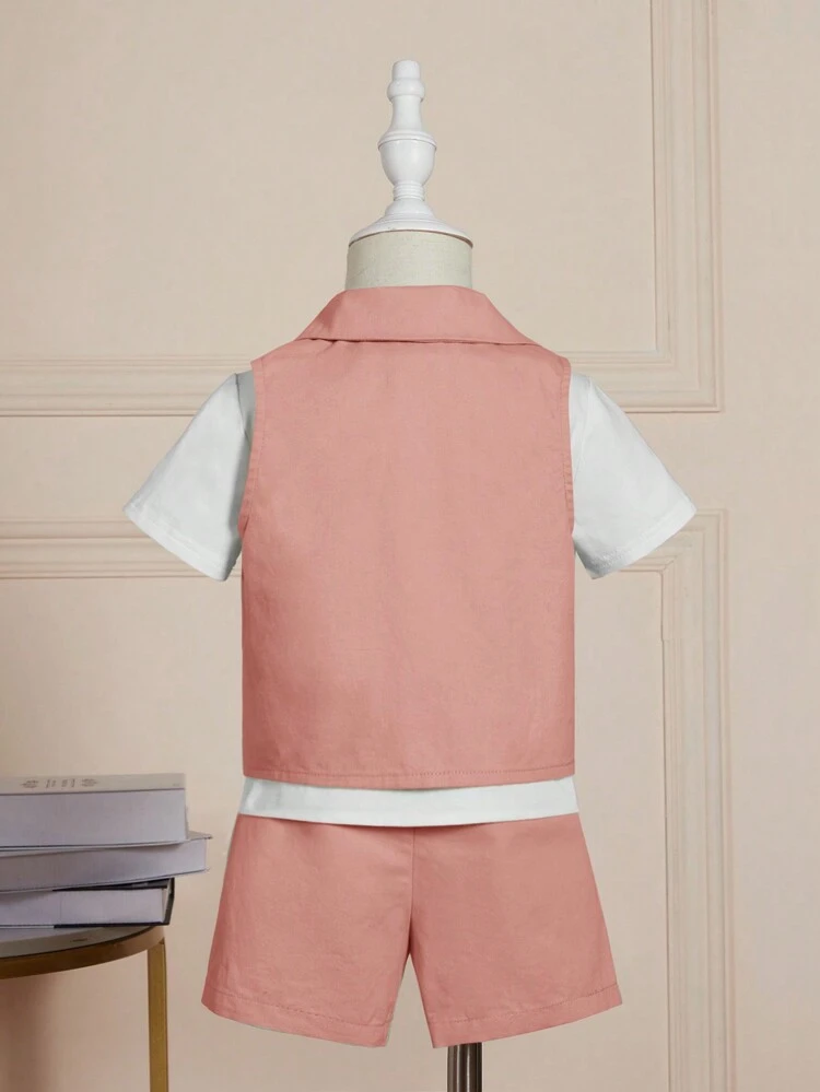 Infant Vest And Short Set With Color Block Design