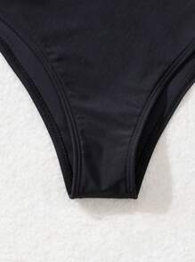 SHEIN Swim Đồ bơi Tankini hở lưng in họa tiết hoa bãi biển mùa hè - màu đen - Xem 6