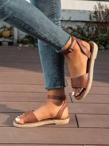 Women Straw Sandals, Bohemian Braided Rope Slides, Vacation Beach Slippers,Spring Summer Outfits - Chocolate Brown - View 2