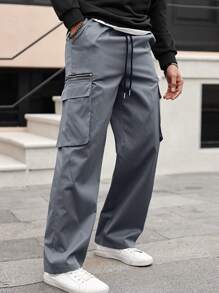 Claim Dot Men's Zippered Cargo Cargo Pants - Grey - View 6