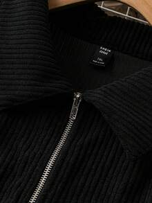 SHEIN LUNE 大尺碼女式蕾絲拼接長袖拉鍊前夾克