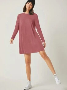 Cloudara Solid Tee Dress - Dusty Pink - View 4