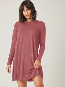 Cloudara Solid Tee Dress - Dusty Pink - View 5