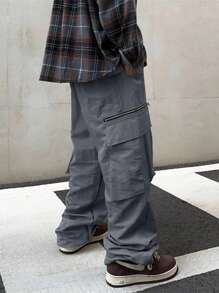 Claim Dot Men's Zippered Cargo Cargo Pants - Grey - View 4