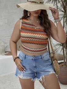 Flirla 大尺碼露肩繡花上衣 - 彩色 - 查看 2