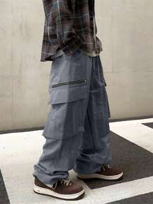 Claim Dot Men's Zippered Cargo Cargo Pants - Grey - View 3