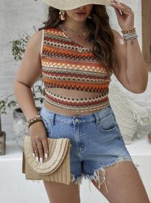 Flirla 大尺碼露肩繡花上衣 - 彩色 - 查看 3