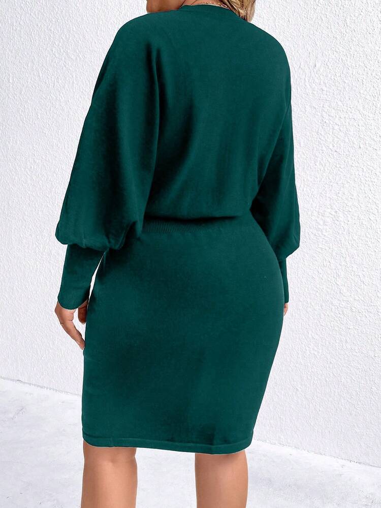 Women's Plus Size Solid Color Sweater Dress Fall Cloth For Women