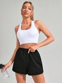 SHEIN Yoga Basic Pantaloncini Sportivi Larghi Di Colore Solido