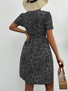 Rochie A-line cu imprimeu peste tot