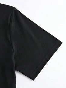 SHEIN LUNE Áo thun Plus size Hoa Lễ Các Thánh Giải trí - màu đen - Xem 5