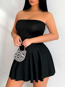 VaVaBold Women's Ruffle Hem Strapless Mini Dress - Black - View 7