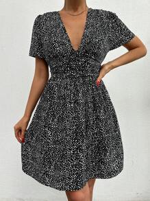Rochie A-line cu imprimeu peste tot