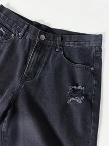 SUMWON Đau khổ Denim ngắn - màu đen - Xem 6