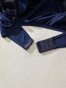 SHEIN 女士对比色蕾丝性感吊带连体衣外出内衣 - 藏蓝色 - 查看 7
